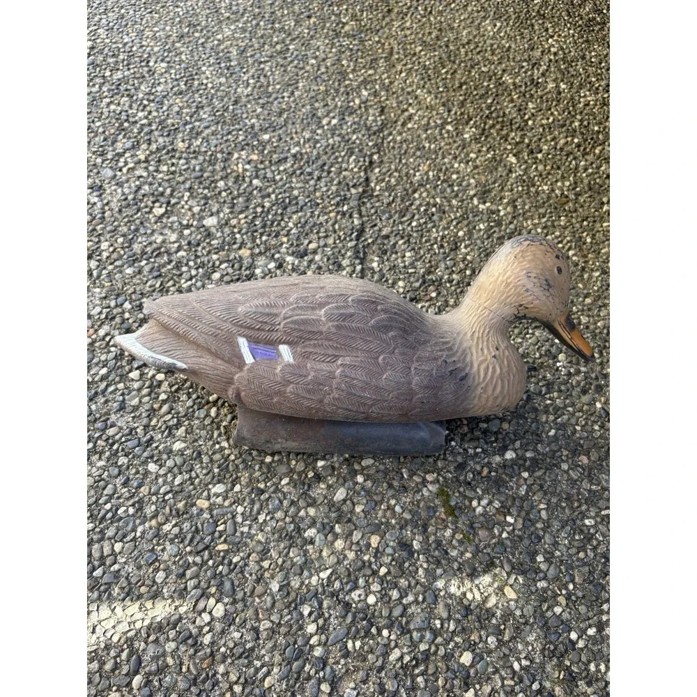 Vtg‎ Brown Duck Hen With Purple And White Striped Area On Wings Duck Decoy
